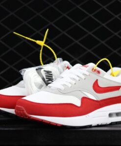 Nike Air Max 1 Anniversary White University Red Neutral Grey Black For Sale 3