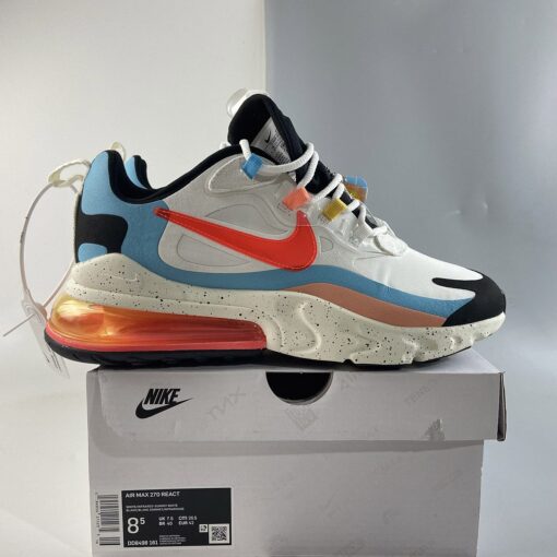Nike Air Max 270 React The Future is in the Air White Infrared For Sale 7