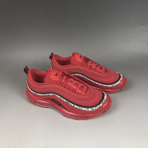 Nike Air Max 97 Red Leather Leopard Print For Sale 4