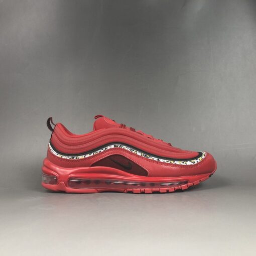 Nike Air Max 97 Red Leather Leopard Print For Sale