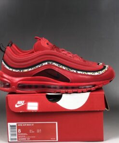 Nike Air Max 97 Red Leather Leopard Print For Sale 9
