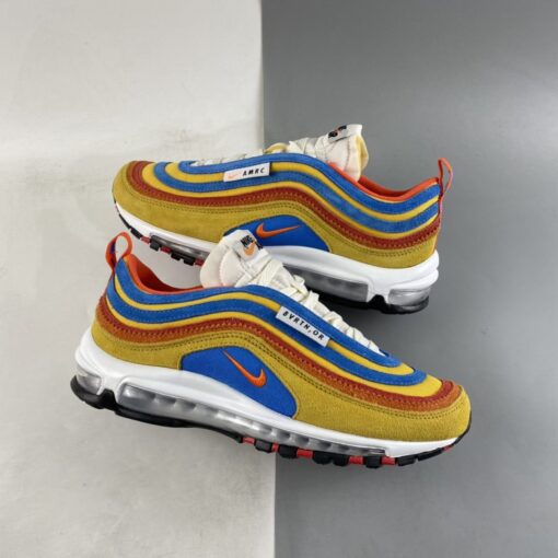 Nike Air Max 97 SE Running Club Pollen Blue University Red Orange For Sale