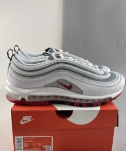 Nike Air Max 97 White Bullet White Grey Red For Sale 7