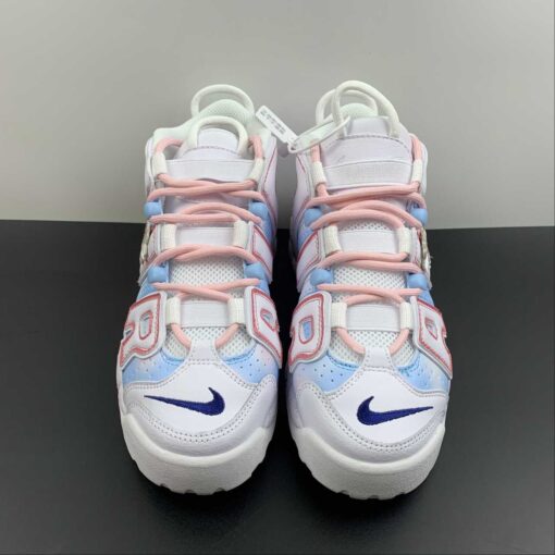 Nike Air More Uptempo GS White Blue Red For Sale 3