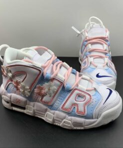 Nike Air More Uptempo GS White Blue Red For Sale 4