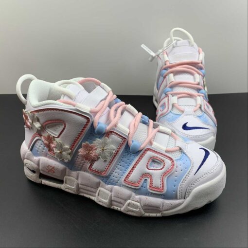 Nike Air More Uptempo GS White Blue Red For Sale 4