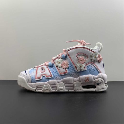 Nike Air More Uptempo GS White Blue Red For Sale