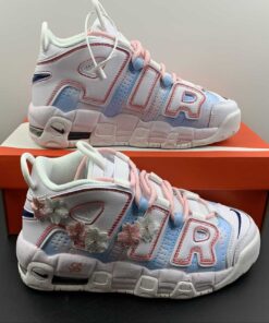 Nike Air More Uptempo GS White Blue Red For Sale 8