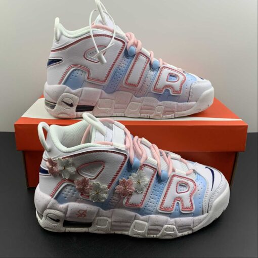 Nike Air More Uptempo GS White Blue Red For Sale 8