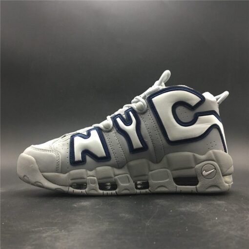 Nike Air More Uptempo NYC Wolf Grey White Midnight Navy 5