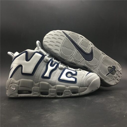 Nike Air More Uptempo NYC Wolf Grey White Midnight Navy