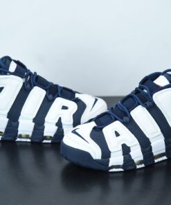 Nike Air More Uptempo Olympic White Midnight Navy Metallic Gold Sport Red 4