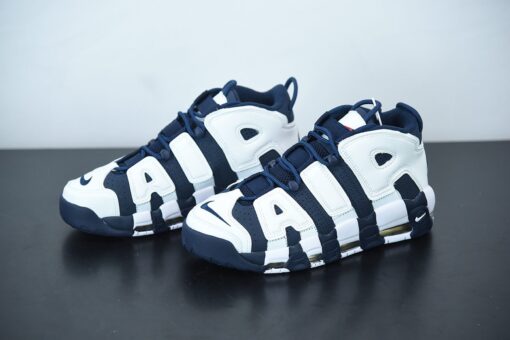 Nike Air More Uptempo Olympic White Midnight Navy Metallic Gold Sport Red 5