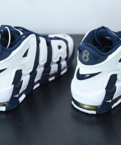 Nike Air More Uptempo Olympic White Midnight Navy Metallic Gold Sport Red 6