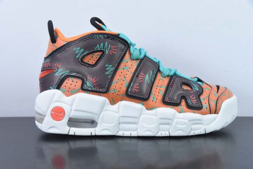 Nike Air More Uptempo What The 90s Total Orange Black Hyper Jade For Sale 1