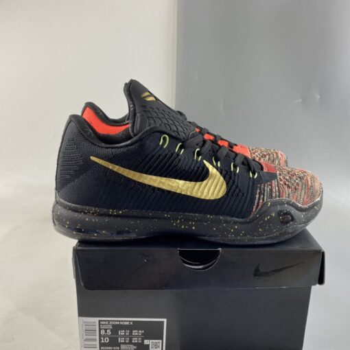 Nike Kobe 10 Elite Low Christmas Black Metallic Gold Bright Crimson For Sale 7