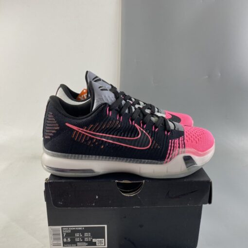 Nike Kobe 10 Elite Mambacurial Black Black Wolf Grey Pink Flash For Sale 8