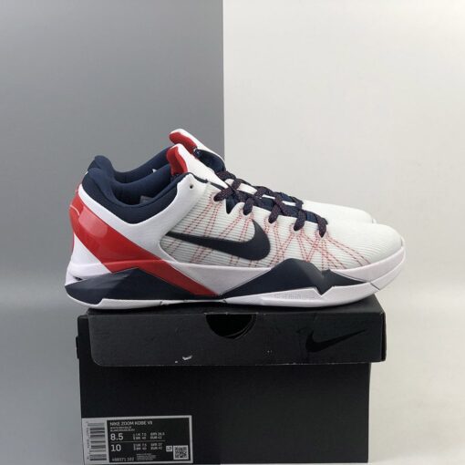 Nike Kobe 7 USA Olympic White Obsidian University Red For Sale 8