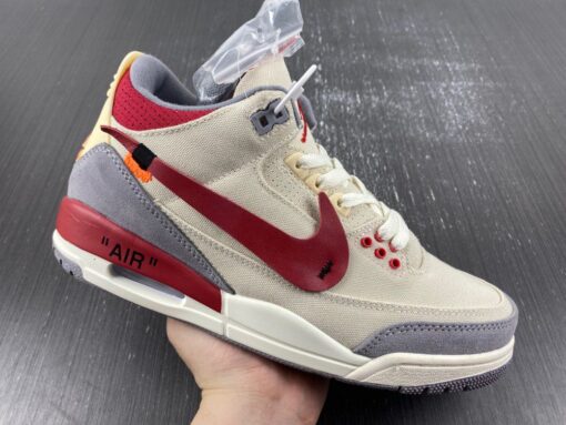 Off White x Air Jordan 3 Brown Grey Red For Sale 1