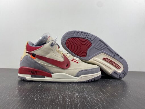 Off White x Air Jordan 3 Brown Grey Red For Sale