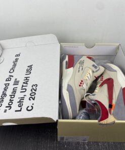 Off White x Air Jordan 3 Brown Grey Red For Sale 7