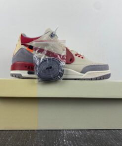 Off White x Air Jordan 3 Brown Grey Red For Sale 9