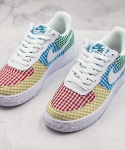 nike air force 1 low E28098ginghamE28099 yellow pink blue green e3c3c