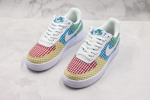 nike air force 1 low E28098ginghamE28099 yellow pink blue green e3c3c