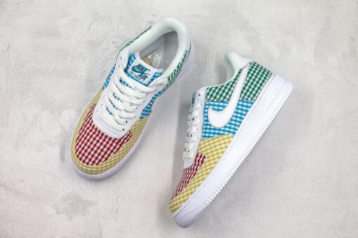 nike air force 1 low E28098ginghamE28099 yellow pink blue green