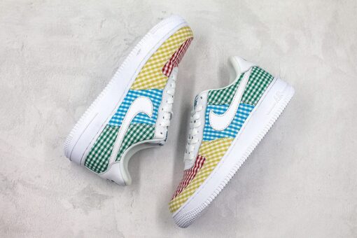 nike air force 1 low E28098ginghamE28099 yellow pink blue green qylmg