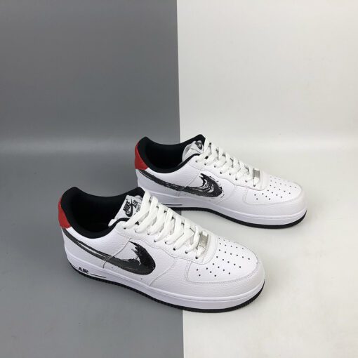 nike air force 1 low brushstroke swoosh white red for sale E28093 the sole line