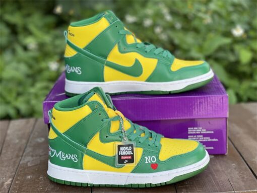 supreme x nike sb dunk high E2809Cby any means brazilE2809D yellow green for sale fgjc8