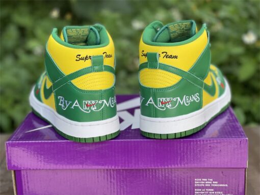 supreme x nike sb dunk high E2809Cby any means brazilE2809D yellow green for sale sznid