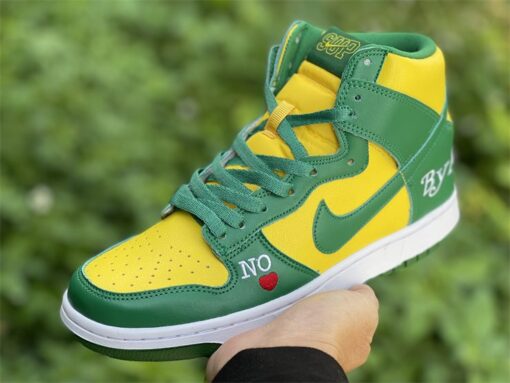 supreme x nike sb dunk high E2809Cby any means brazilE2809D yellow green for sale ysdyu