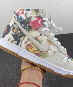 supreme x nike sb dunk high rammellzee white multi color for sale 7h502