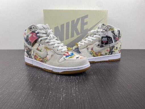 supreme x nike sb dunk high rammellzee white multi color for sale cnq50