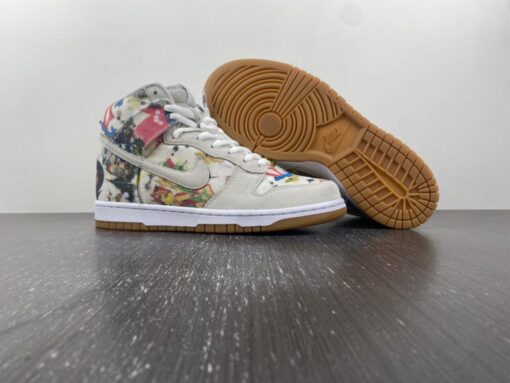 supreme x nike sb dunk high rammellzee white multi color for sale mbghf