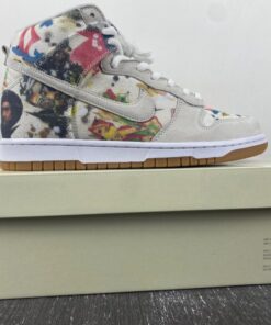 supreme x nike sb dunk high rammellzee white multi color for sale xvhvf