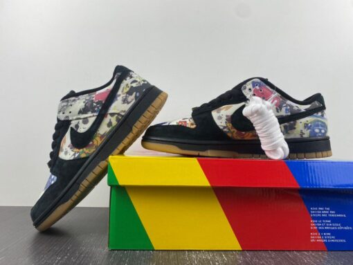 supreme x nike sb dunk low rammellzee black multi color fd8778 001 bbcpi