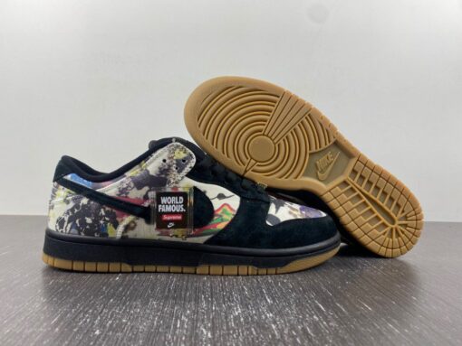 supreme x nike sb dunk low rammellzee black multi color fd8778 001 cobg2