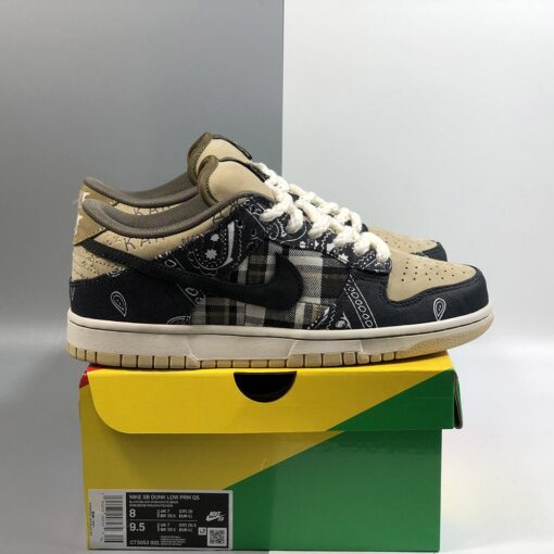 travis scott x nike sb dunk low blackparachute beige petra brown for sale